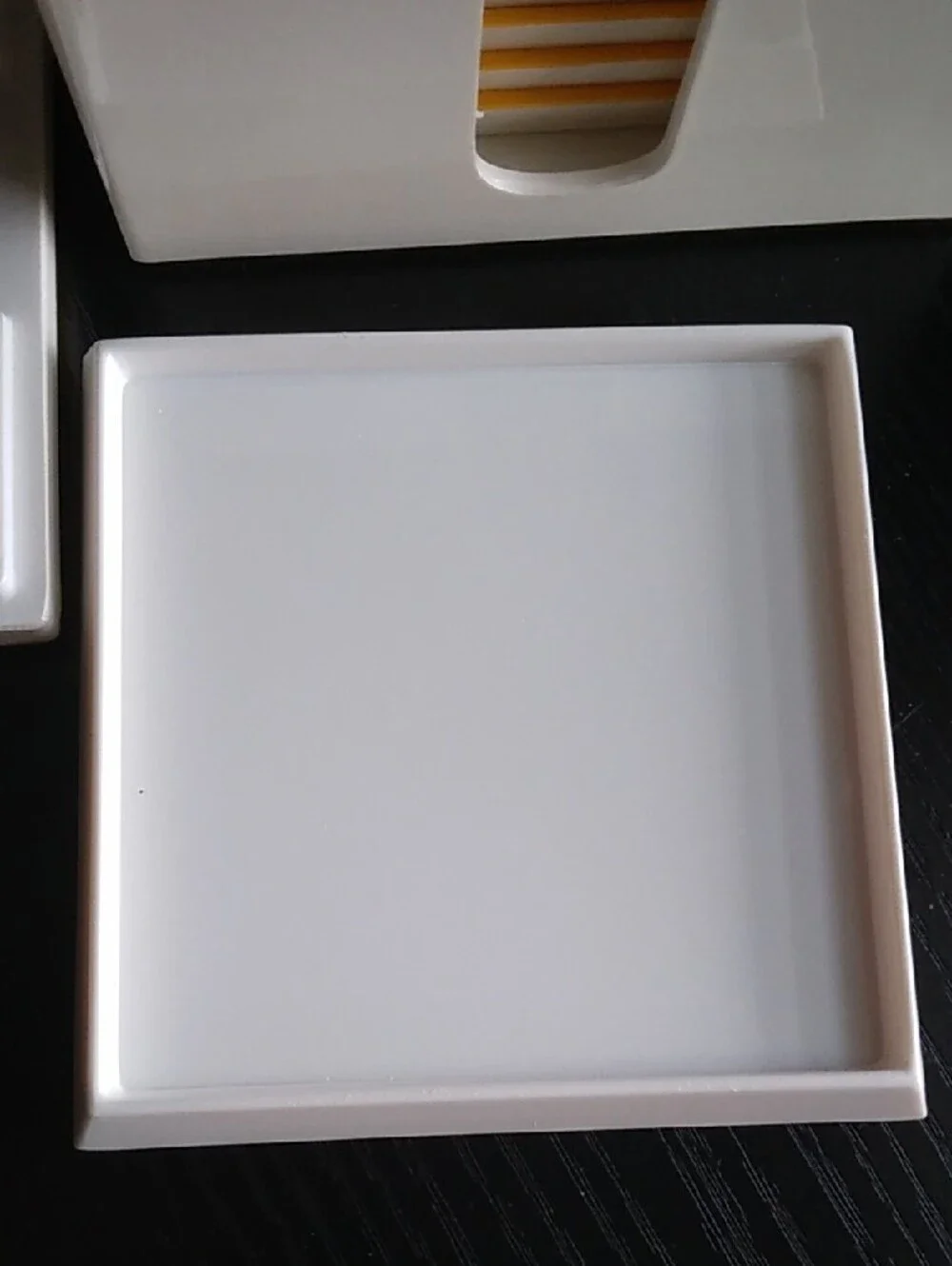 Vintage 1980s Riva Designs Japan White and Yellow Tulips Laquerware Coaster Set